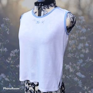White And Blue Baby Tee / Tank Top